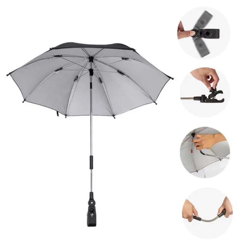 Портативный зонт для детской коляски младенческой коляски Защита от солнца зонтик от солнца коляска Регулируемая Складная Unbralla