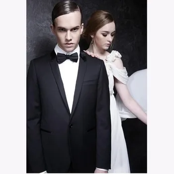 

Custom made black man's formal suits groom mens suit 2017 High Quality wedding suits for men bussiness suits (jacket+pants+tie)