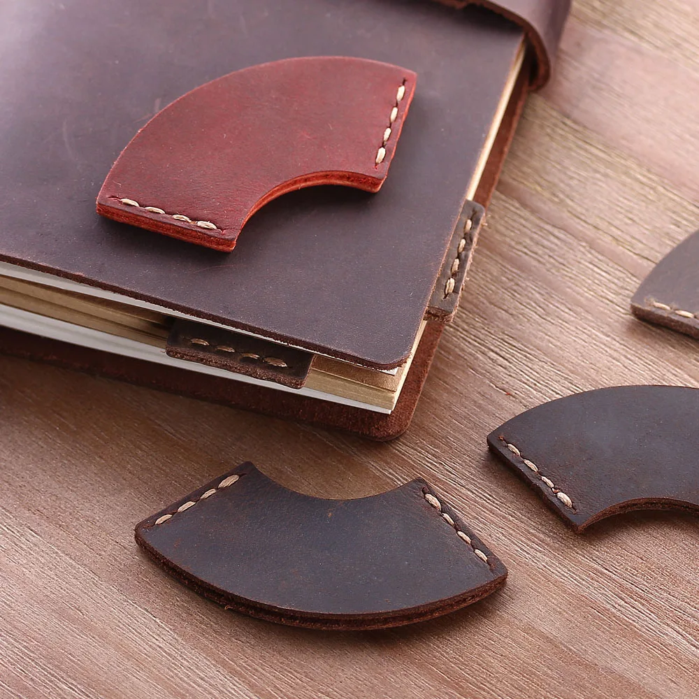Robrasim 2 Pack Handmade Rustic Bookmarks Genuine Leather Corner Page Bookmarkers Memo Stationery Gift School Supplies