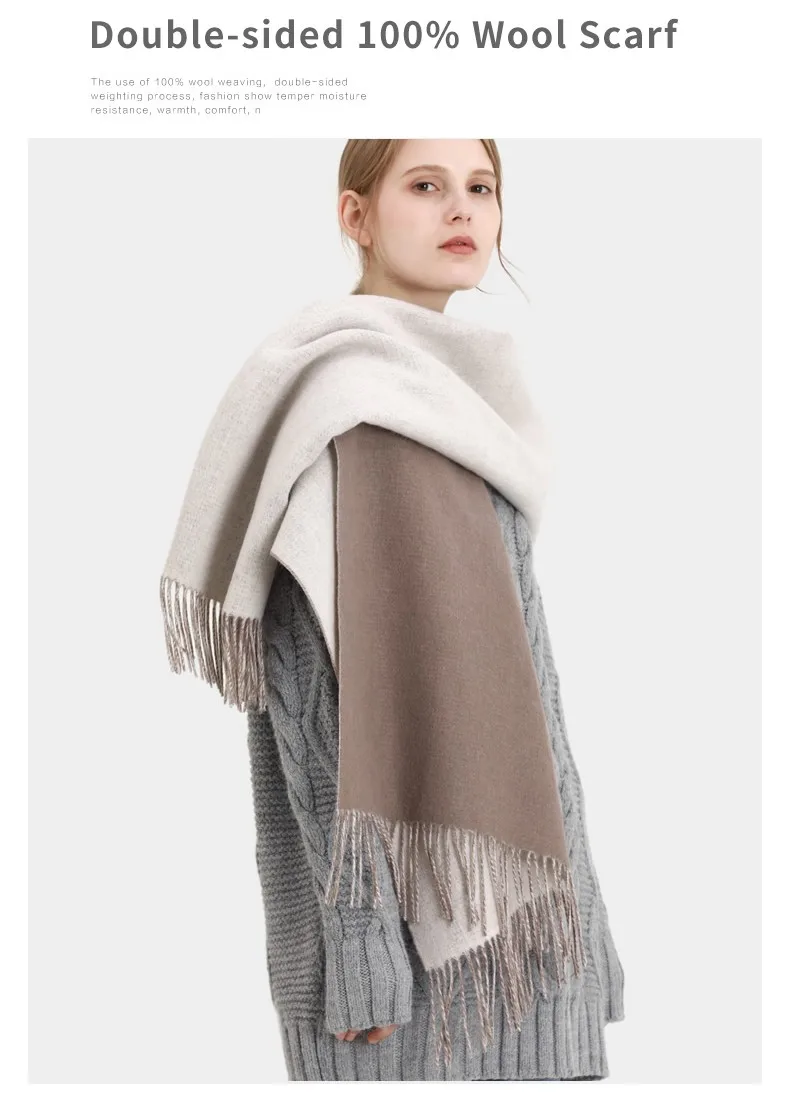 Чистый шерстяной шарф для женщин Зимний шарф шерстяной роскошный бренд теплые шали и палантины для женщин Пашмины Пончо для зимы