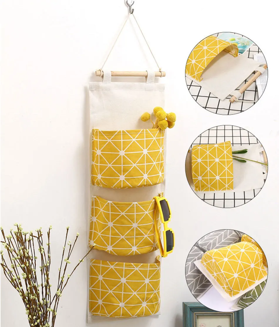 Cute Wall Sundry Cotton Line Hanging Organizer Bag Multi-layer Holder Makeup Rack Jewelry Storage Box Basket Home Decoration (6)