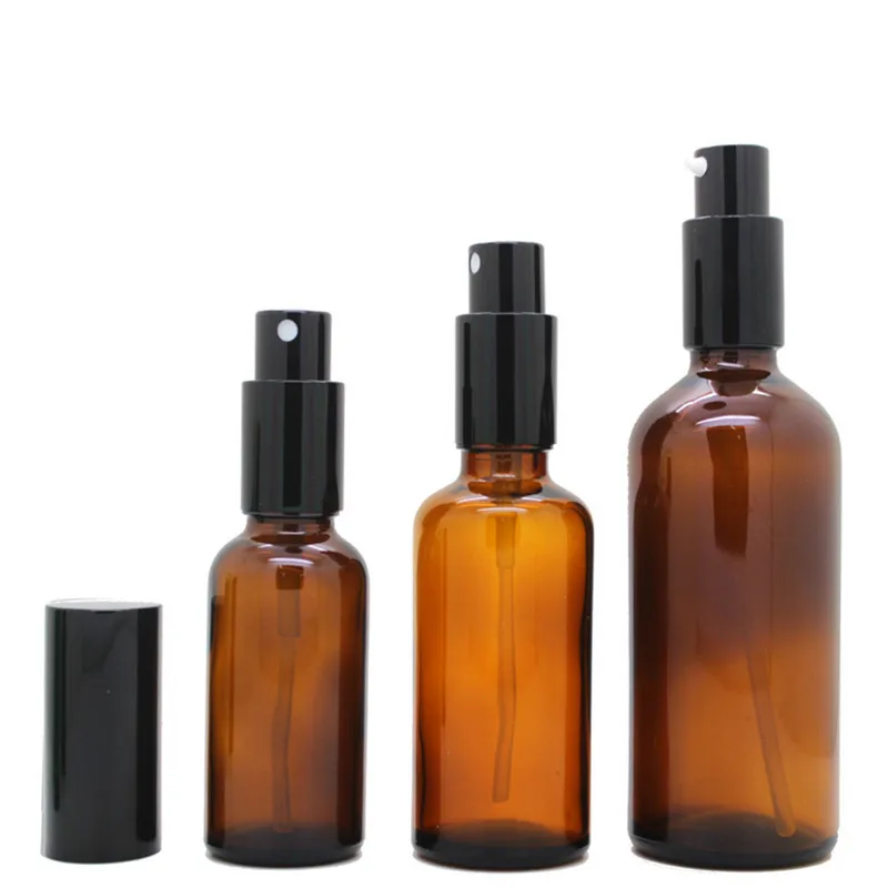 Download 100ml Clear Amber Glass bottle Essential Oil Vial sprayer empty glass perfume atomizer with ...