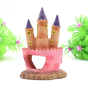 

Pink Princess Castle Fish Cave Aquarium Ornament for Terrariums Fish Tank Decoration Resin Cartoon Aquarium Castle