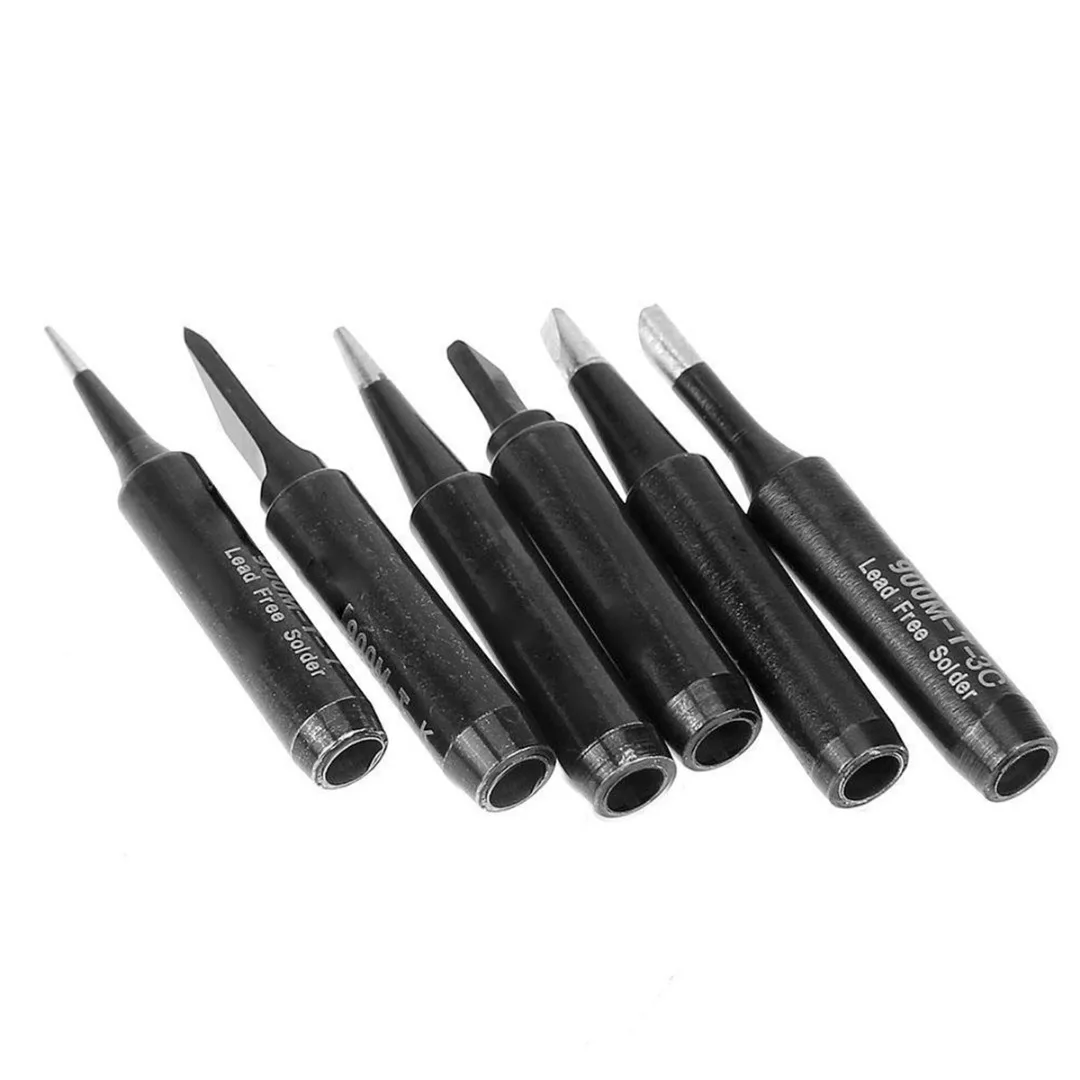 6pcs/set New 900M-T Pure Copper Iron Soldering Tip Solder For Rework Station Tool