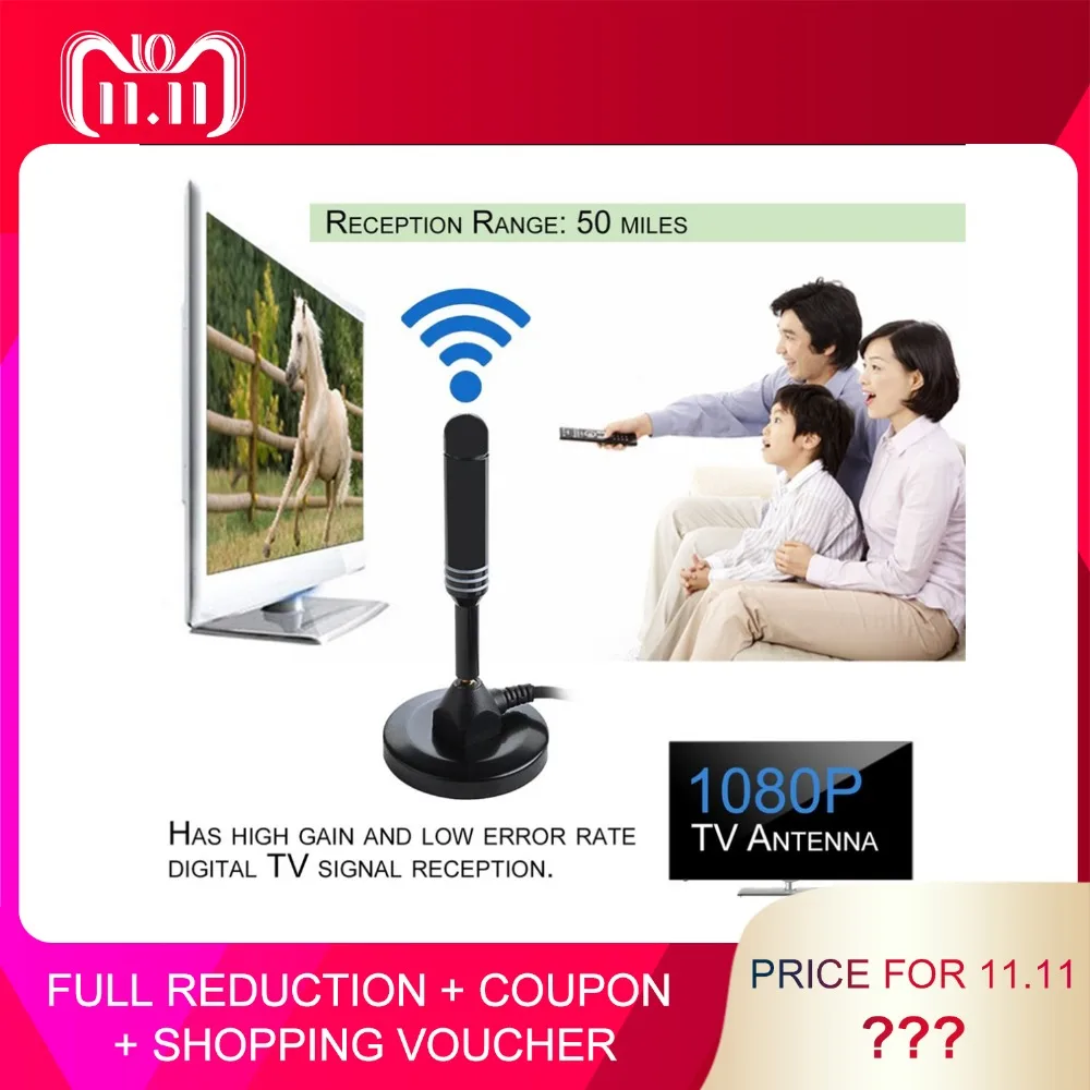 

1080P 50 Miles Range High Gain HDTV Antenna TV Antenna Indoor Signal Receiver Aerial Booster Televison Receivers
