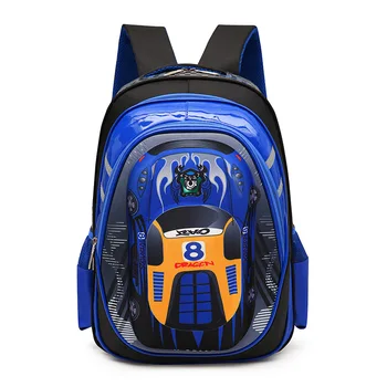 

2019 new 3D car primary school bag for boys and girls Large-capacity children orthopedic backpacks Waterproof school backpack