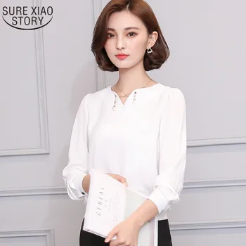 

2016 Spring New Arrival Korean Version Shirt Loose Large Tops Color Solid Blouse Long-Sleeved Women Chiffon Shirt 66A 30