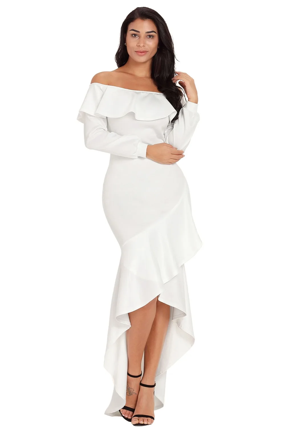 White-Lantern-Sleeve-Asymmetric-Ruffle-Hem-Evening-Dress-LC610303-1-3