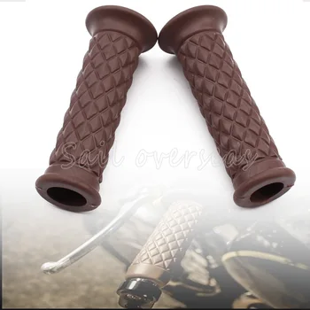 

7/8'' Retro Vintage Brown Hand Grip Handlebar for Honda Suzuki Kawasaki Triumph Royal Enfield Cafe Racer Bobber Clubman Custom