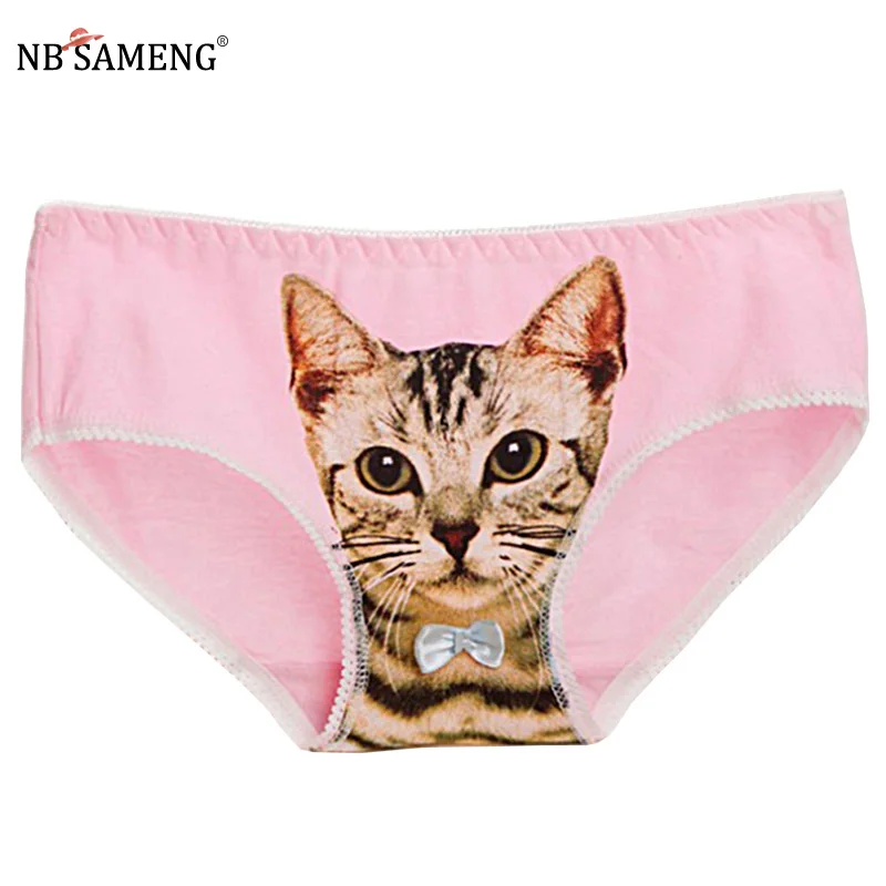 2018 3D Cats Pattern Briefs Women Comfortable Cotton Underwear Sexy