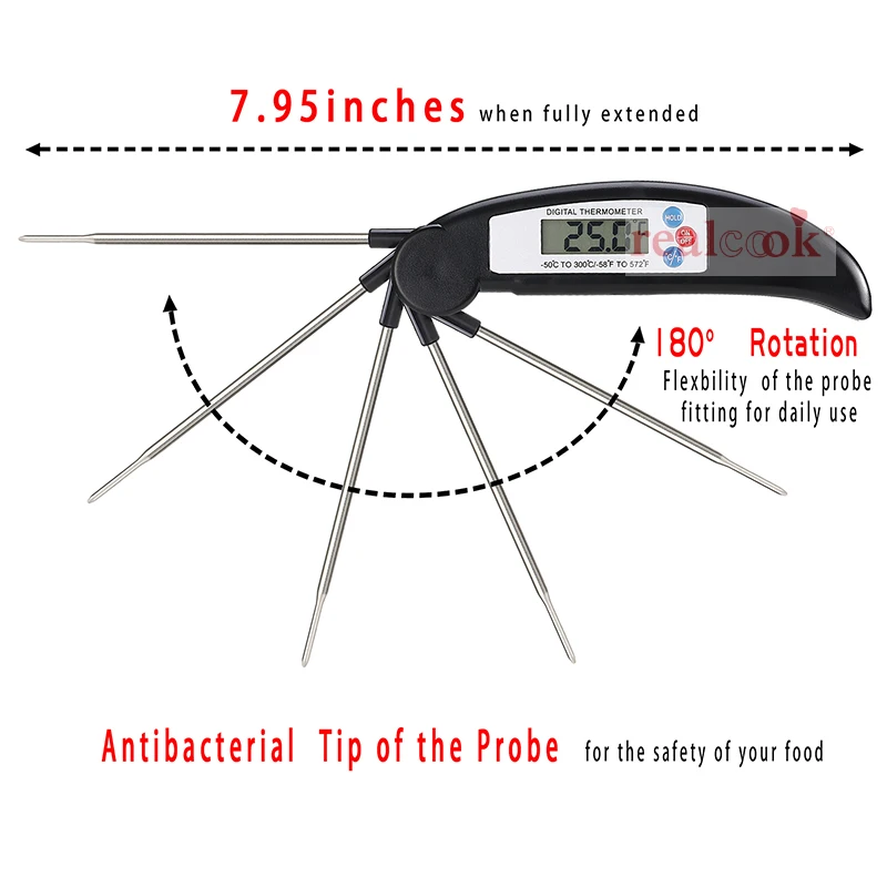 Цифровой электронный термометр для барбекю, мяса, барбекю, еды, приготовления пищи, складной внутренний термометр для гриля, кухонные инструменты