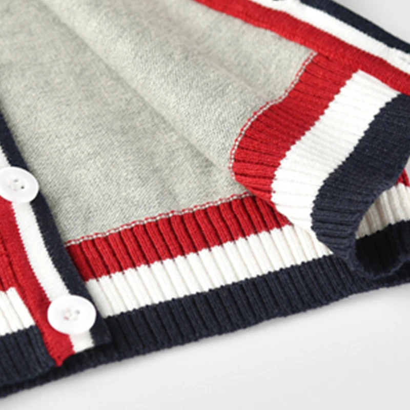 Vinnytido/Детский свитер; рождественские однобортные свитера для мальчиков с v-образным вырезом; детский вязаный кардиган в полоску