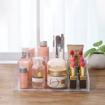 

Creative Transparent Makeup Storage Box Cosmetic Organizer Acrylic Holder Desktop Display Stand for Lipsticks Nail Polishes