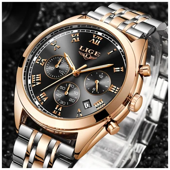 

LIGE Watch Men 24 hours Fashion Quartz Clock Mens Watches Top Brand Luxury All Steel Business Waterproof Watch Relogio Masculino