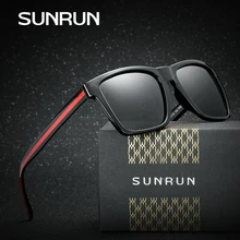 SUNRUN Diseño Cuadrado Marca Polarizadas Gafas de Sol Retro Clásico Gafas Vintage Hombres de Coches de Conducción Gafas Gafas De Sol Oculos P6045