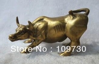 

B0602 hot Bronze WALL STREET BULL OX Cow Statue Figurine Sculpture Art Fierce Office