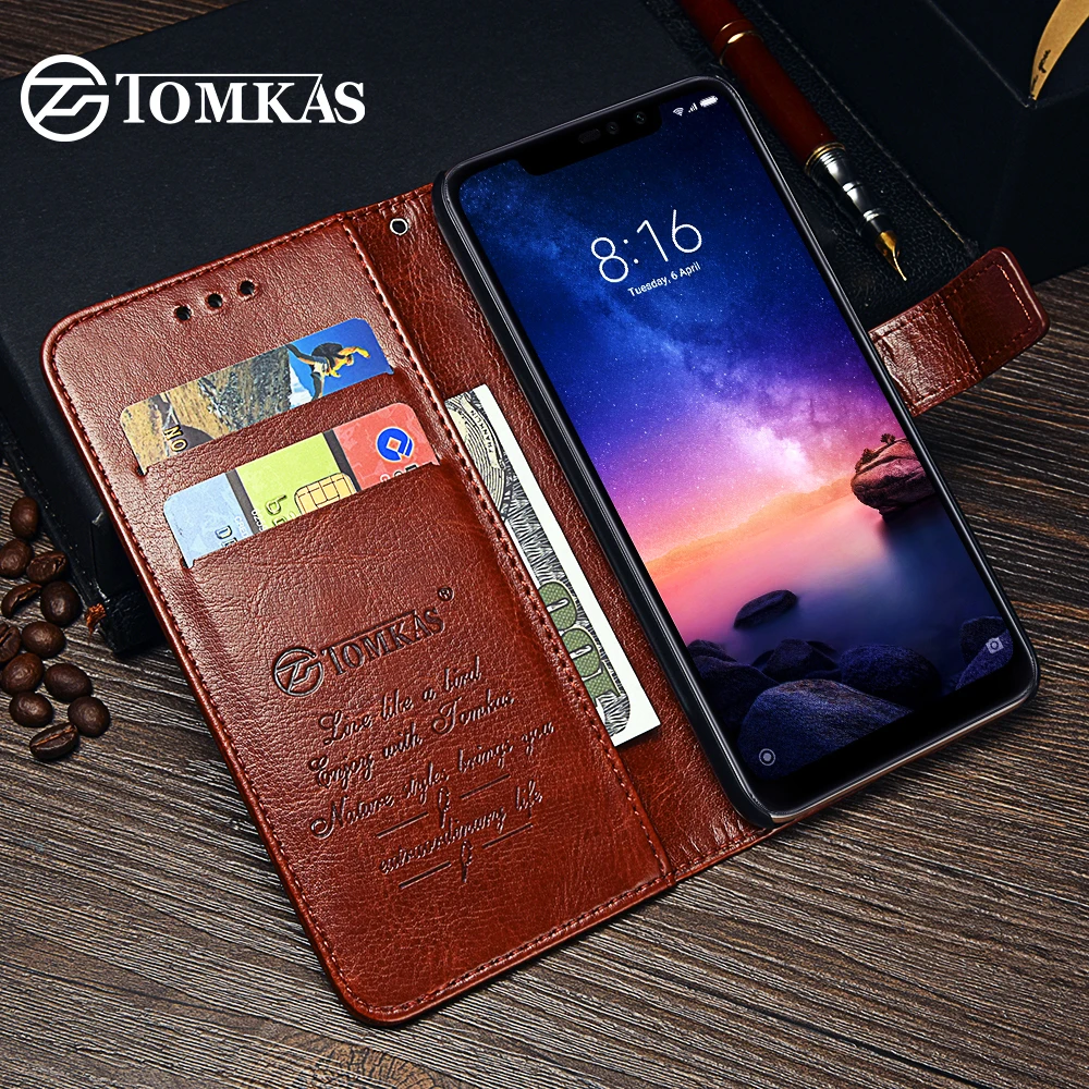 TOMKAS роскошный флип кошелек чехол для Xiaomi Redmi Note 6 Pro Чехол телефона из
