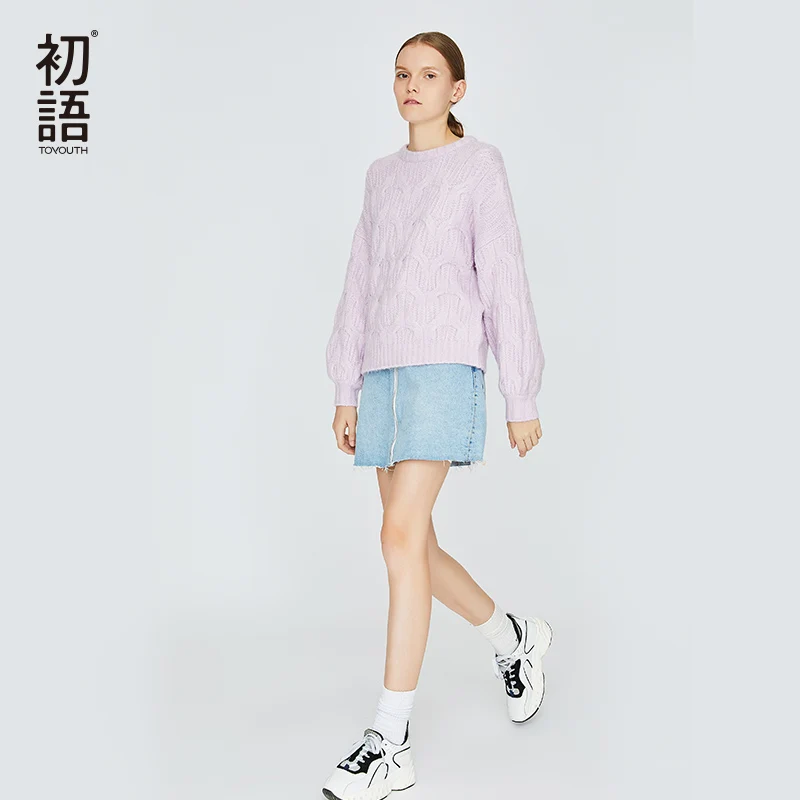 Toyouth Winter Frauen Gestrickte Pullover Lässige Warm Dicken Pullover Oansatz Lose Weibliche Tops Langarm Harajuku Pullover 2019