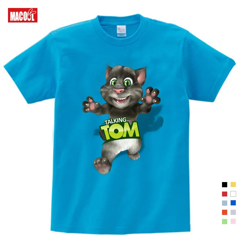 

2019 Printed Cartoon Children Cotton T-shirt Summer Talking Cat Game Boy / Girl Comfort Cartoon Baby Clothes T-shirt 3-15 Years