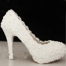 Free Shipping Wedding Shoes White High Heel Bridal Dress Shoes Evening Party Prom Shoes Lady Special Shoes for Anniversary