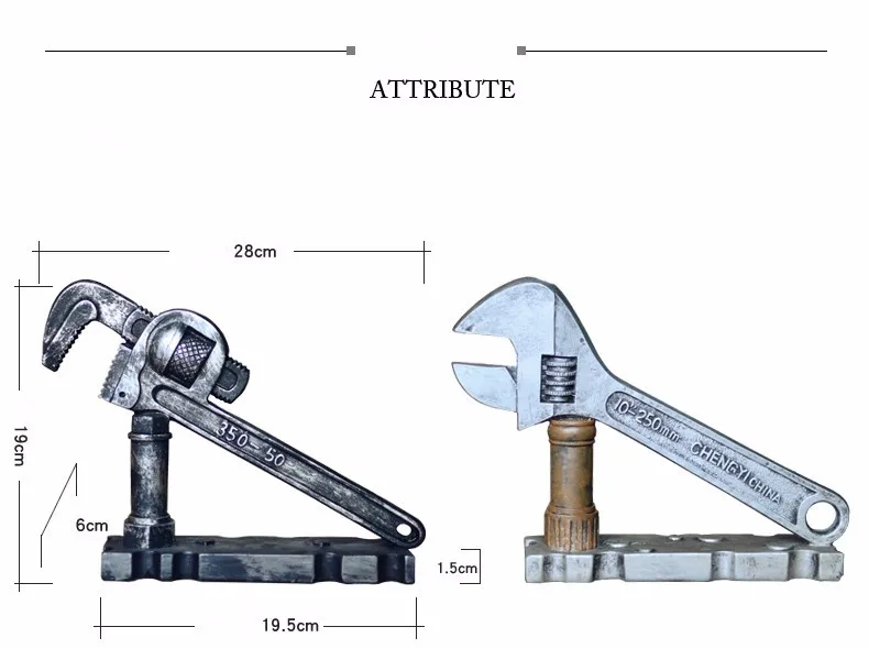 Лофт ретро фотополимерный разводной ключ Трубные клещи МОДЕЛЬ промышленный стиль механический инструмент креативный бар кофе декор дома магазина