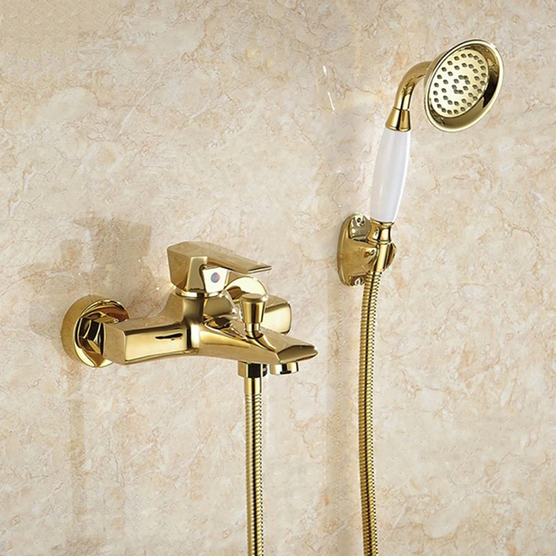 Vidric латунный позолоченный смеситель для ванной с ручным душевым, настенный смеситель для ванной комнаты