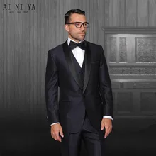 Мужские дизайнерские костюмы Мода и жених Черный Apple человек Пользовательские пальто+ Штаны+ жилет костюмы жениха костюм