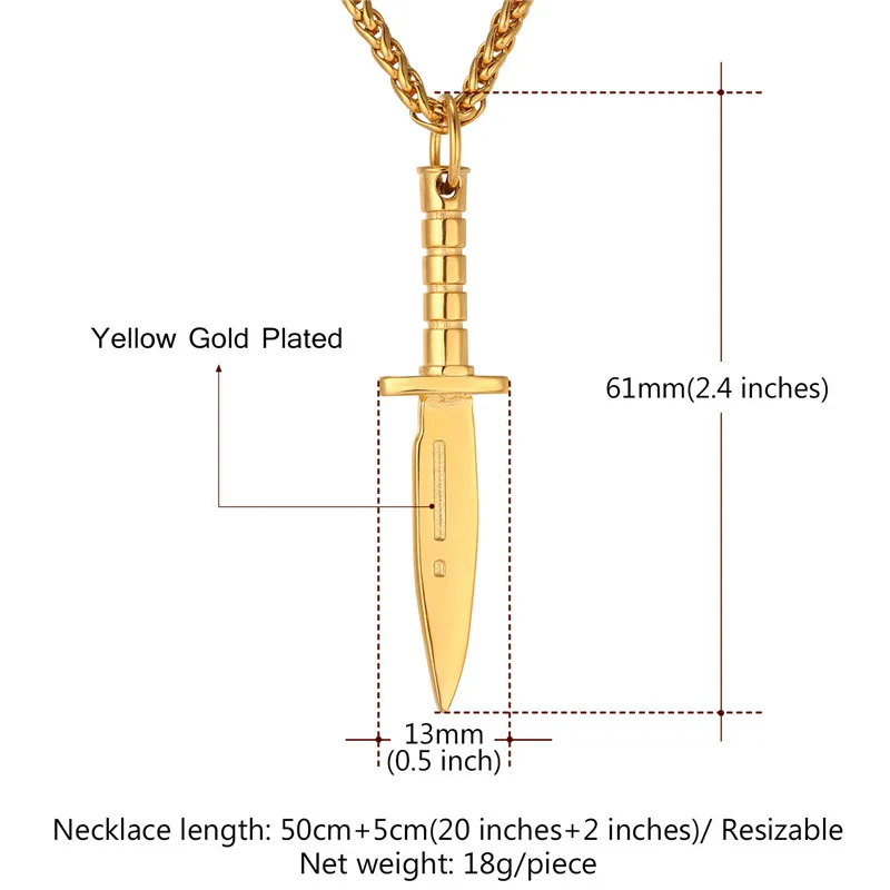 Starlord Dagger/ожерелье «меч» кулон из нержавеющей стали/золотой цвет Веревка Цепь для мужчин оружие хип-хоп Байкер ювелирные изделия GP2468