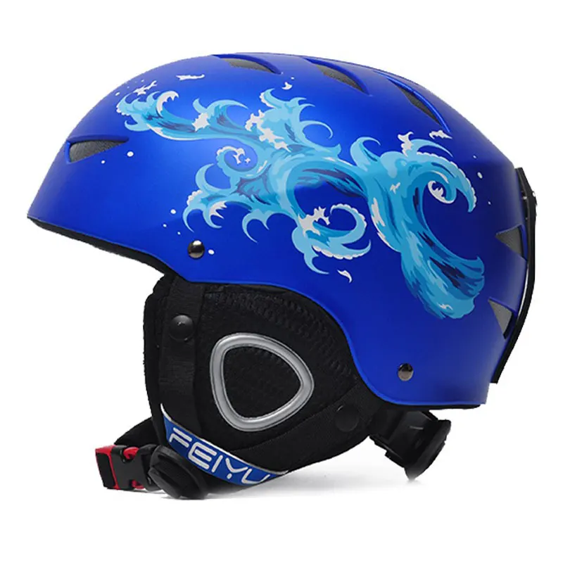 Открытый лыжный шлем, защитный лыжный шлем, цельный литой шлем для катания на лыжах, сноуборде, роликовых коньках, шлем для велоспорта, кемпинга, шлем для детей - Цвет: Blue