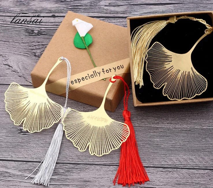 

bookmark Metal custom logo 50PCS wedding favor baby birthday return gift golden bookmarks with tassel school graduation souvenir