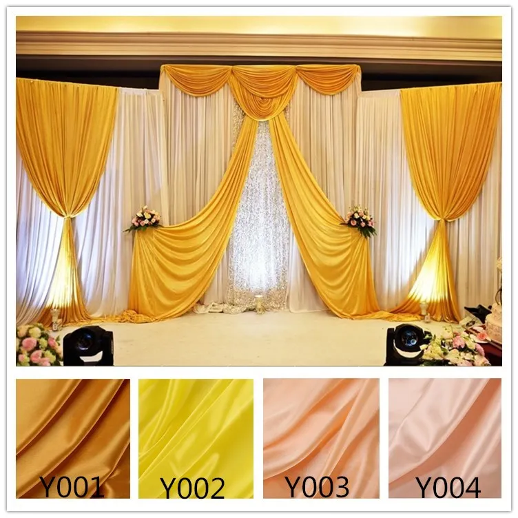

Synthetic Silk Satin Fabric for wedding birthday stage decoration Fabric table curtain,Gift Box Lining Cloth Gold Yellow Color