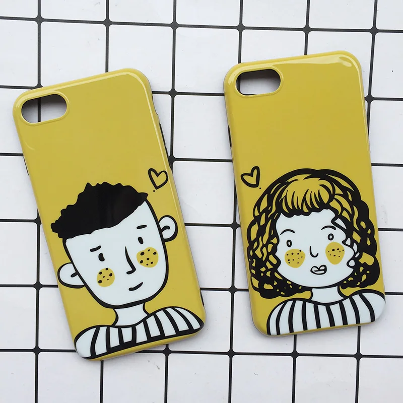 Funny Cartoon Phone Cases For iPhone 6 6S 7 8 Plus X Soft TPU Silicone Cool Korean Style Inset Boy & Girl Cover Coque Fundas New (2)