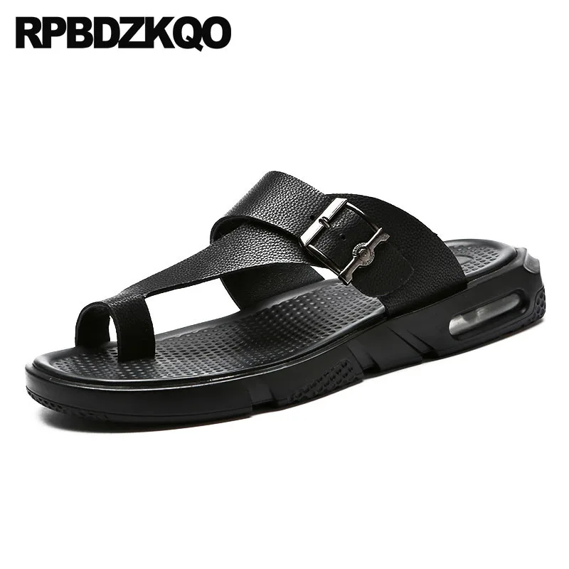 De Sandálias Suave Verão Livre Homens Couro Prova 2018 Praia Loop D'água À Alta Chinelos Qualidade Escorregar Preto Slides Sapatos Ar Ao Agua Toe Em EwqrwI5