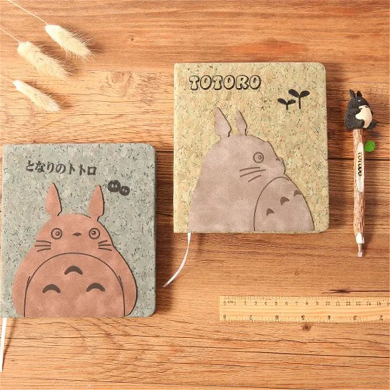 

2 Styles Anime Totoro Notebook With Pen Set Wooden Diary Day Book Journal Stationery School Supplies Gifts For Kids 18cm