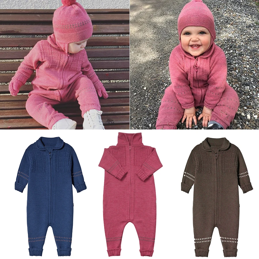  Tinypeople Baby Knitted jumpsuits boys Cotton Plaid Playsuit Winter girls Overall Infant clothes to