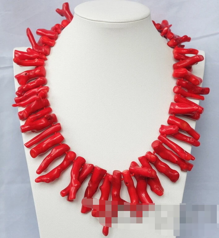 

3268 Red Coral Top-drilled necklace