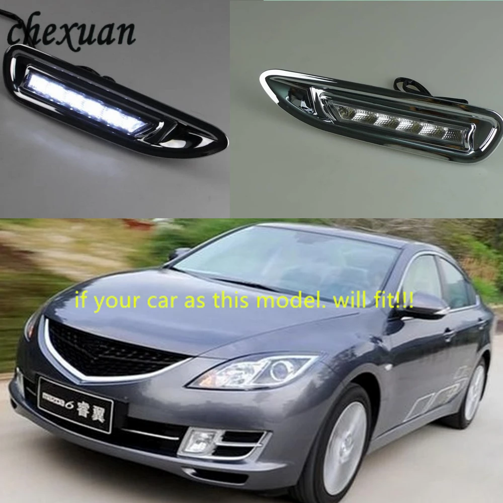 

CSCSNL 1 set For Mazda 6 Mazda6 2008 2009 2010 with turn signal Waterproof ABS 12V Fog Lamp Cover DRL Daytime Running Lights