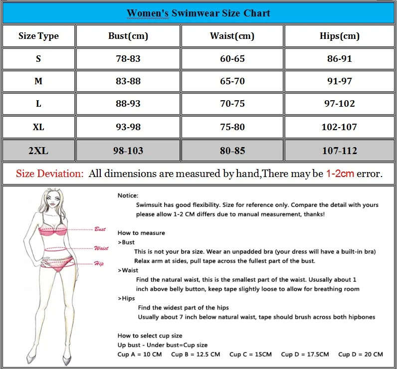 Size chart for S M L XL XXL