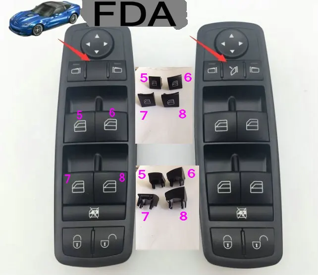 one set WINDOW SWITCH PANEL BUTTON FOR Benz A160 A180 B200 ML350 R350