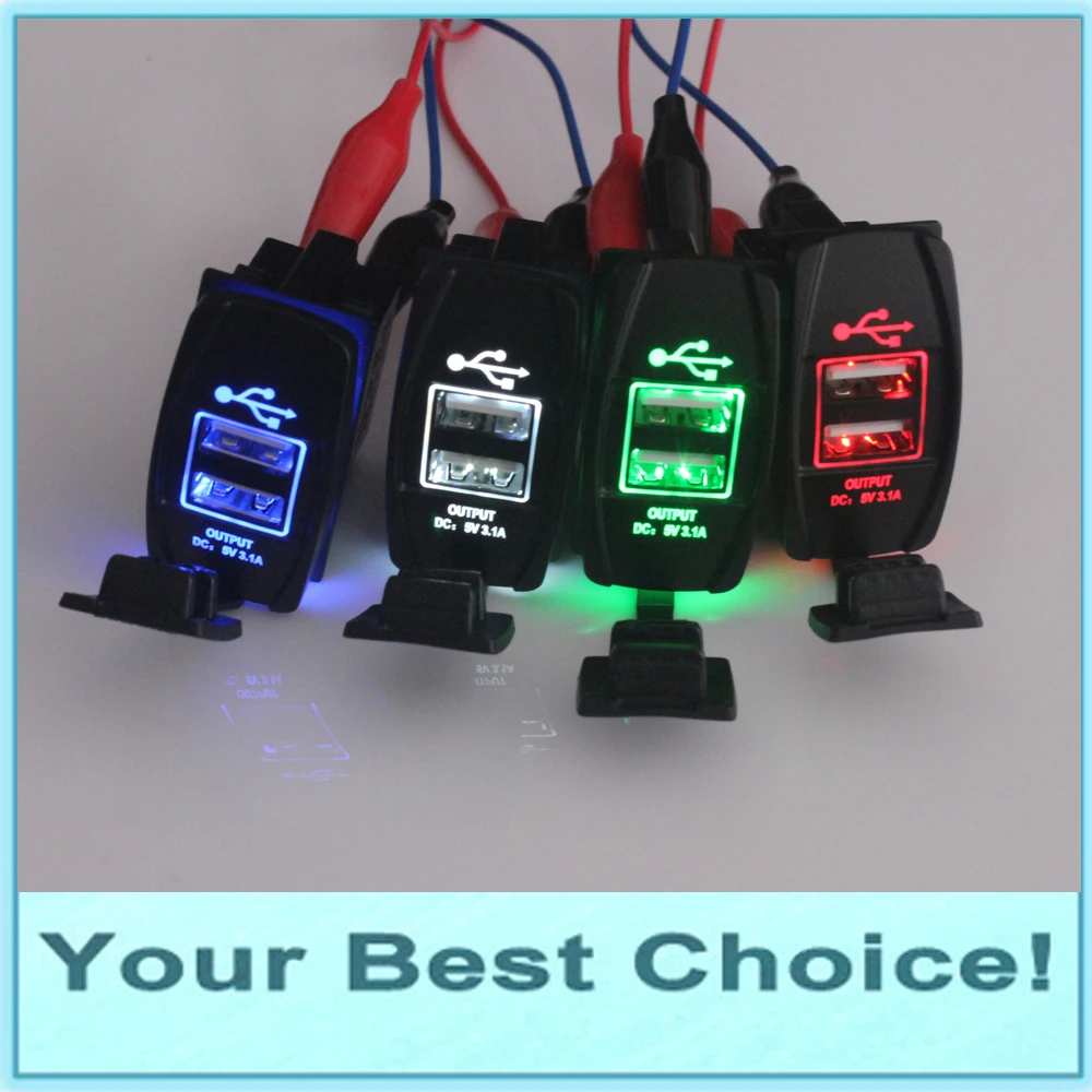 

Input 12V/24V Output 3.1A/5VDC Motorcycle Car Dual USB Port Charger Socket Plug with waterproof cover