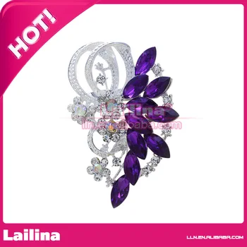 

Summer style Purple Shiny colorful cardigan broches pin crystal rhinestone brooch silver planted brooch pin for women