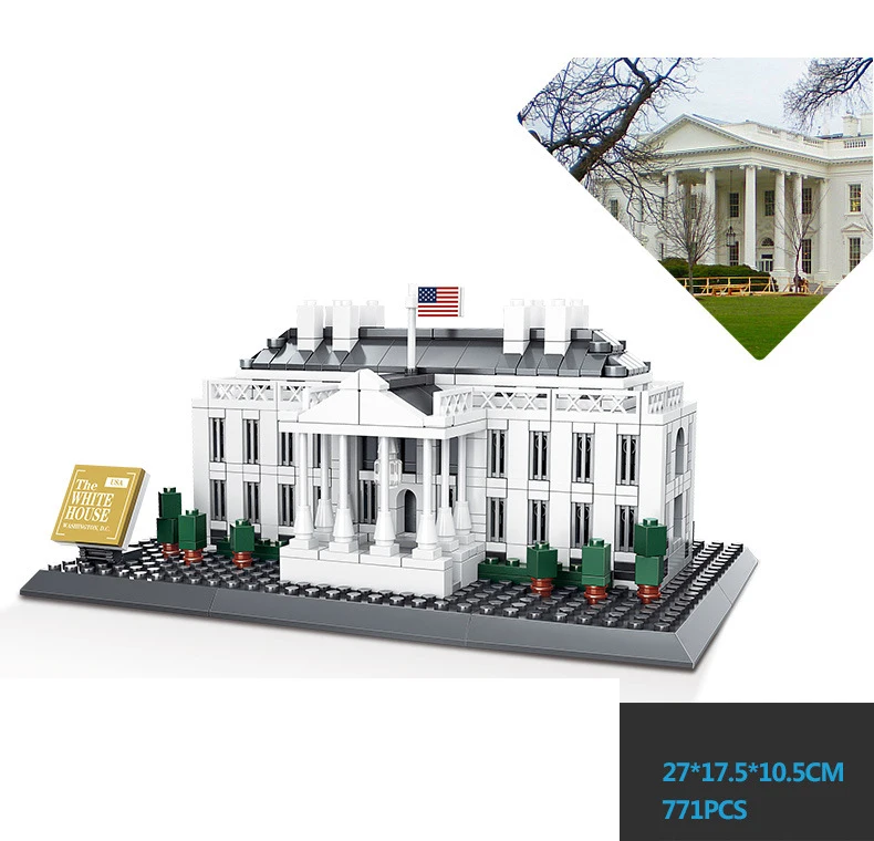 Международно известная архитектура Белый дом Вашингтон. Соединенные Штаты moc блок президент офисная Модель Кирпичи игрушки коллекция