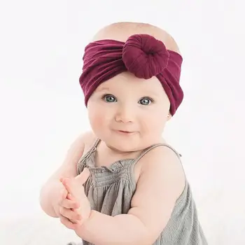 

free shipping 300pcs turban nylon headwrap Newborn Top Knot Headband Solid headbands Kids Girls Head Band Hair