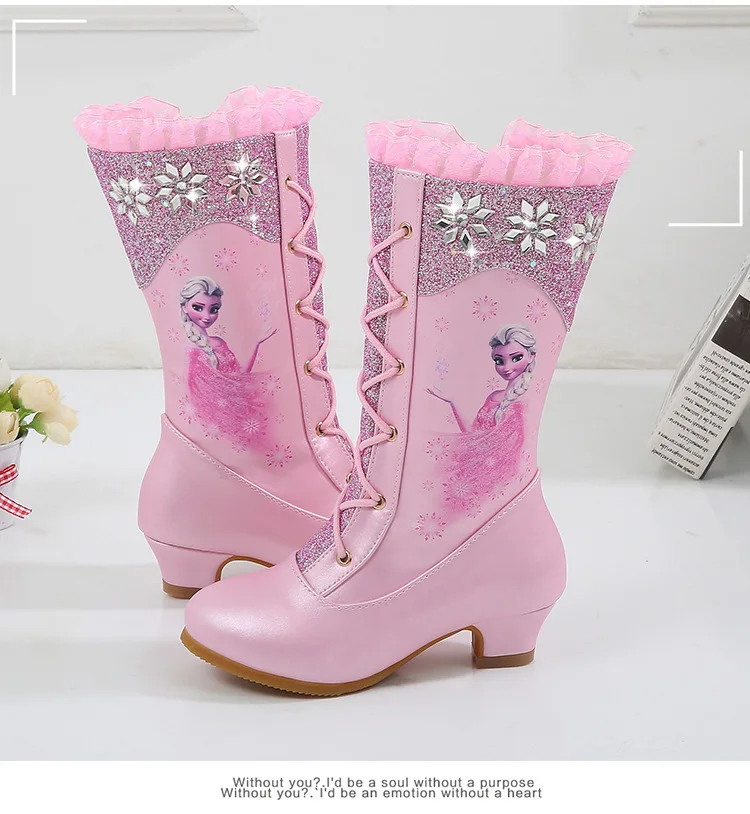 Disney eu27-37 outono inverno botas altas princesa