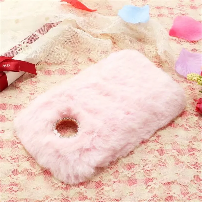 

Luxury Warm Furry Plush Rabbit Fur Case For Motorola MOTO G4 G5 G5S G6 Plus Diamond Back Cover For MOTO G5S Plus Smartphone Case
