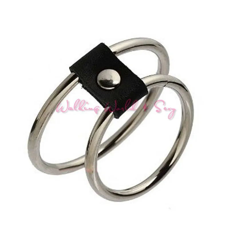 Male Stainless Steel Penis Rings + Leather Snap Rivet Cock Ring Time Delay Penis Extender Dildo Rings Cock Sex Products For Men (3)