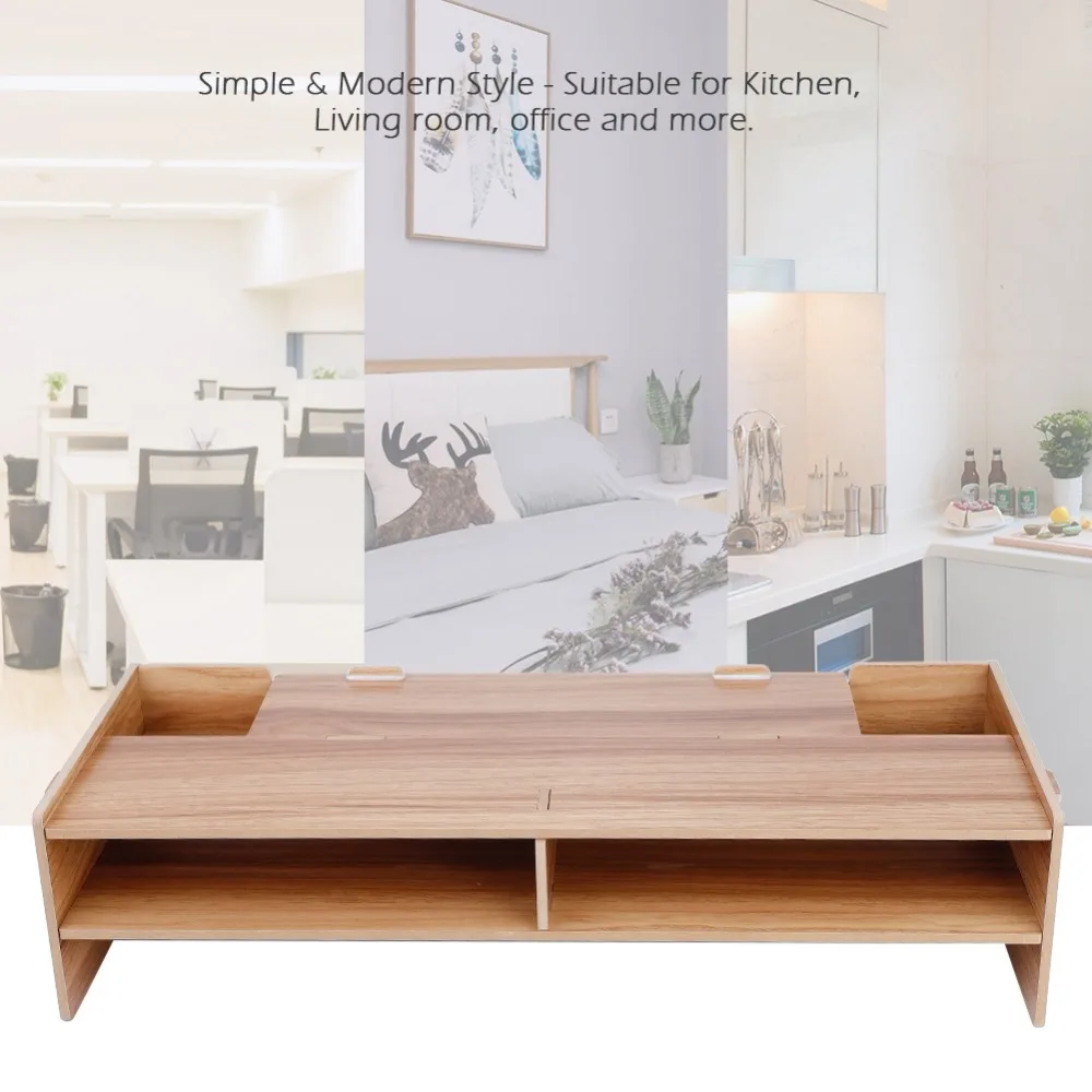 Soporte de estante de aumento para pantalla de pantalla Teclado Base soporte de escritorio de madera