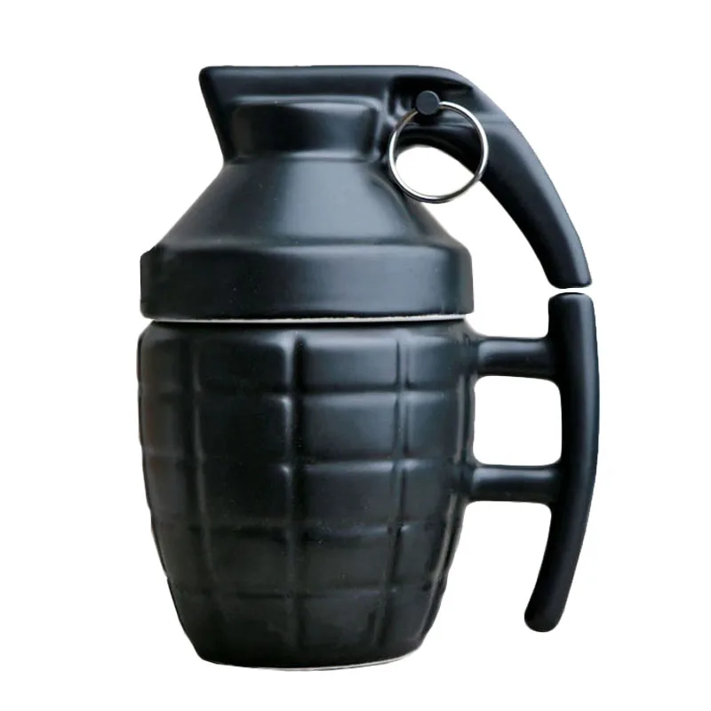 Creative Grenade Drinkware Mugs Ceramic Water Coffee Tea Mug Cup with Cover Lid White Black 280ml