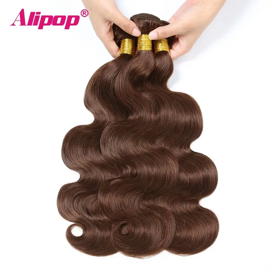 #4 Colored Body Wave Bundles Brazilian Hair 3 Bundles Light Brown Human Hair Weave Bundles Deals Hair Vendors Non Remy ALIPOP (3)