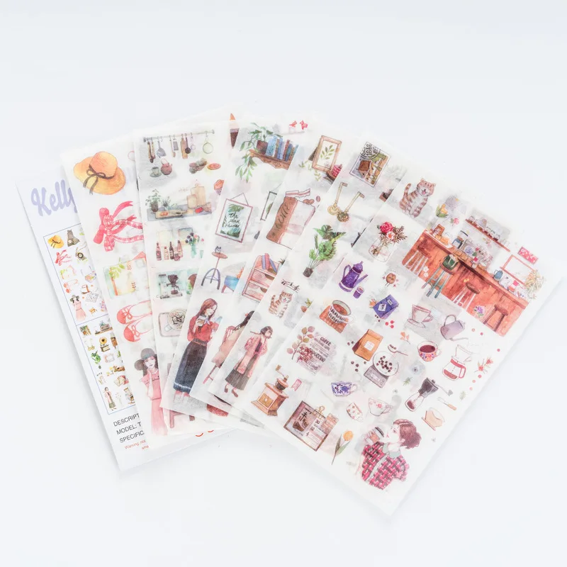

6pcs/pack Literary girl Daily life Decorative Stickers Scrapbooking Label DIY Diary Stickers Escolar